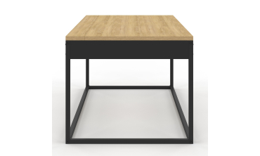 Table basse Memphis avec plateau relevable bois et pieds noirs L90cm