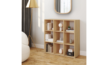 Meuble de rangement cube Faustine 9 case effet lattes