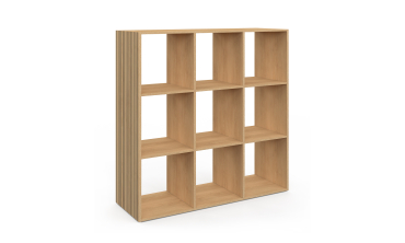 Meuble de rangement cube Faustine 9 case effet lattes