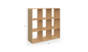 Meuble de rangement cube Faustine 9 case effet lattes