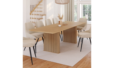 Table repas extensible Faustine 160-240cm bois pieds effet tasseaux
