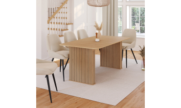 Table repas extensible Faustine 160-240cm bois pieds effet tasseaux