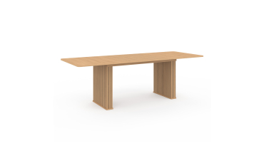 Table repas extensible Faustine 160-240cm bois pieds effet tasseaux