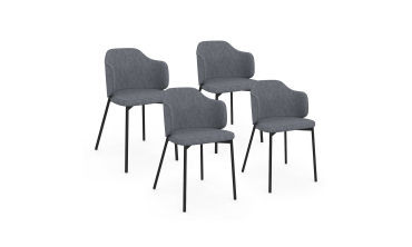 Chaises Tory assise en tissu gris foncé et pieds métal - lot de 4