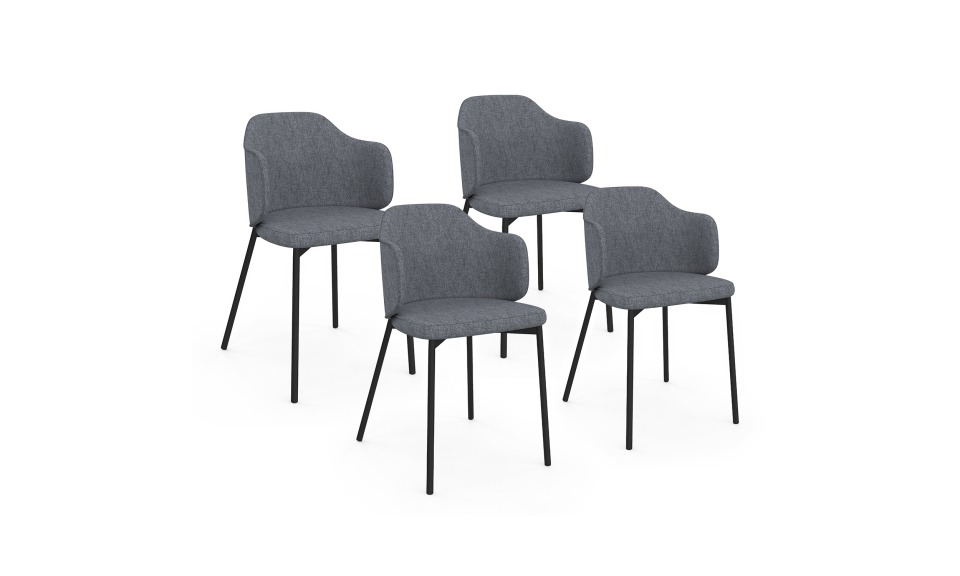 Chaises Tory assise en tissu gris foncé et pieds métal - lot de 4 Chaises Tory assise en tissu gris foncé et pieds métal - lot de 4