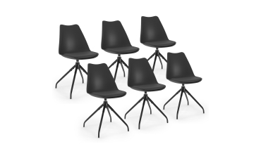 Chaises Nordia assise pivotante noire pieds métal - lot de 6