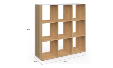 Meuble de rangement cube Marceau 9 case effet lattes et marbre