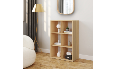 Meuble de rangement cube Faustine 6 case effet lattes