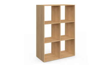 Meuble de rangement cube Faustine 6 case effet lattes