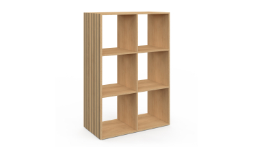 Meuble de rangement cube Faustine 6 case effet lattes