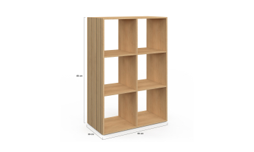 Meuble de rangement cube Faustine 6 case effet lattes