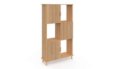 Etagère bibliothèque Faustine 6 niches effet lattes 143cm