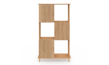 Etagère bibliothèque Faustine 6 niches effet lattes 143cm