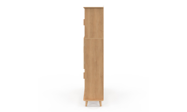 Etagère bibliothèque Faustine 6 niches effet lattes 143cm