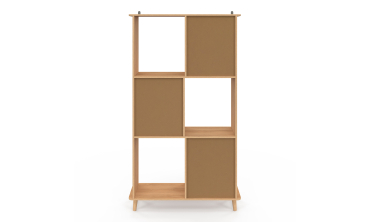 Etagère bibliothèque Faustine 6 niches effet lattes 143cm
