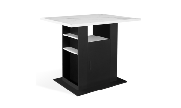 Ilot central de cuisine Théo L110cm effet marbre et noir
