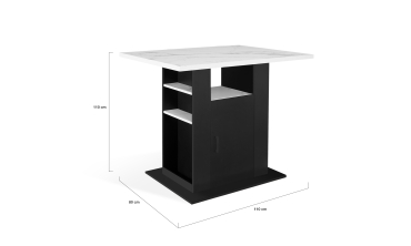 Ilot central de cuisine Théo L110cm effet marbre et noir