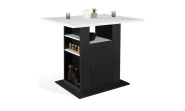 Ilot central de cuisine Théo L110cm effet marbre et noir