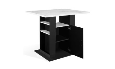 Ilot central de cuisine Théo L110cm effet marbre et noir