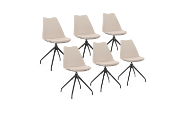 Chaises Nordia assise pivotante beige pieds métal - lot de 6