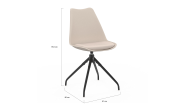 Chaises Nordia assise pivotante beige pieds métal - lot de 6
