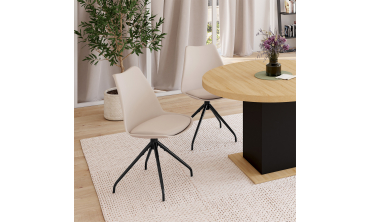 Chaises Nordia assise pivotante beige pieds métal - lot de 6
