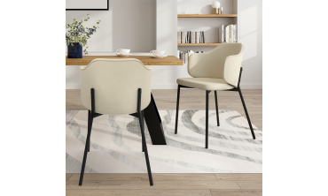 Chaises Tonya assise en velours crème et pieds métal - lot de 2