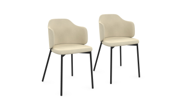 Chaises Tonya assise en velours crème et pieds métal - lot de 2