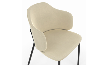 Chaises Tonya assise en velours crème et pieds métal - lot de 2