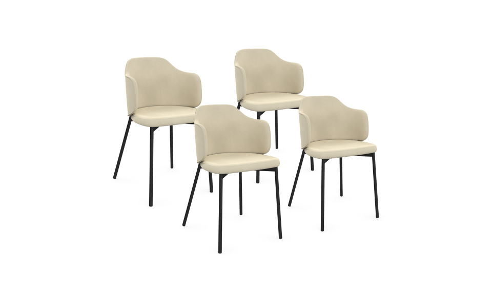 Chaises Tonya assise en velours crème et pieds métal - lot de 4 Chaises Tonya assise en velours crème et pieds métal - lot de 4
