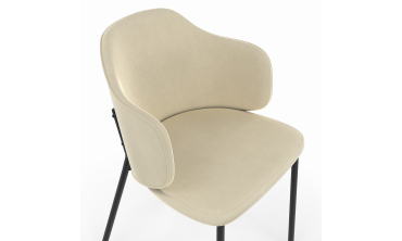 Chaises Tonya assise en velours crème et pieds métal - lot de 4