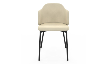 Chaises Tonya assise en velours crème et pieds métal - lot de 4