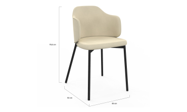 Chaises Tonya assise en velours crème et pieds métal - lot de 4
