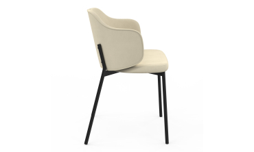 Chaises Tonya assise en velours crème et pieds métal - lot de 4