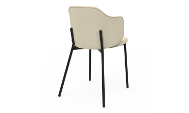 Chaises Tonya assise en velours crème et pieds métal - lot de 4