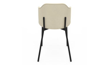 Chaises Tonya assise en velours crème et pieds métal - lot de 4