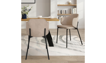 Chaises Tonya assise en velours taupe et pieds métal - lot de 2