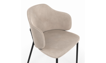 Chaises Tonya assise en velours taupe et pieds métal - lot de 2