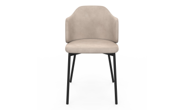 Chaises Tonya assise en velours taupe et pieds métal - lot de 2
