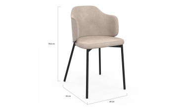 Chaises Tonya assise en velours taupe et pieds métal - lot de 2