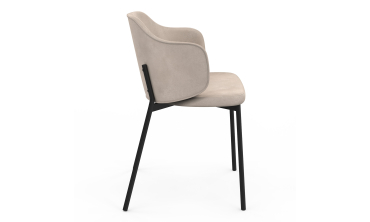 Chaises Tonya assise en velours taupe et pieds métal - lot de 2