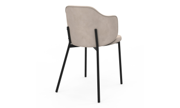 Chaises Tonya assise en velours taupe et pieds métal - lot de 2