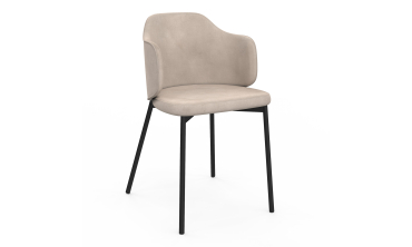 Chaises Tonya assise en velours taupe et pieds métal - lot de 2