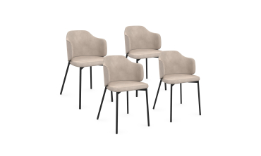 Chaises Tonya assise en velours taupe et pieds métal - lot de 4