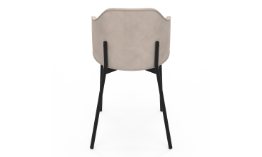 Chaises Tonya assise en velours taupe et pieds métal - lot de 4