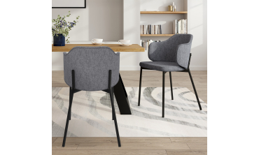 Chaises Tory assise en tissu gris foncé et pieds métal - lot de 2