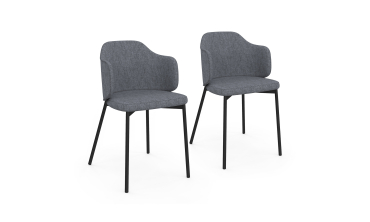 Chaises Tory assise en tissu gris foncé et pieds métal - lot de 2