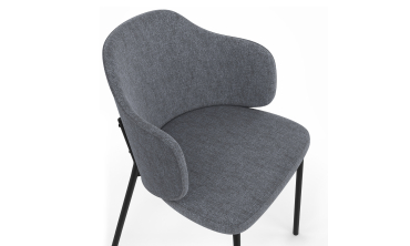 Chaises Tory assise en tissu gris foncé et pieds métal - lot de 2