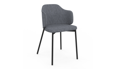 Chaises Tory assise en tissu gris foncé et pieds métal - lot de 2