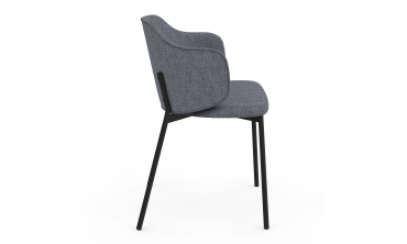Chaises Tory assise en tissu gris foncé et pieds métal - lot de 2